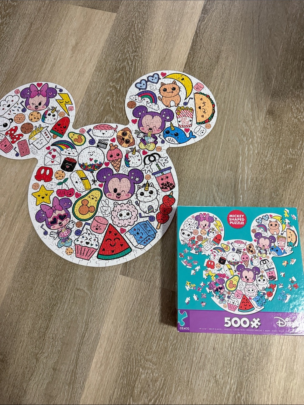 Disney Mickey-Shaped Puzzle with Purple, Pink, Red and Blue Accents
